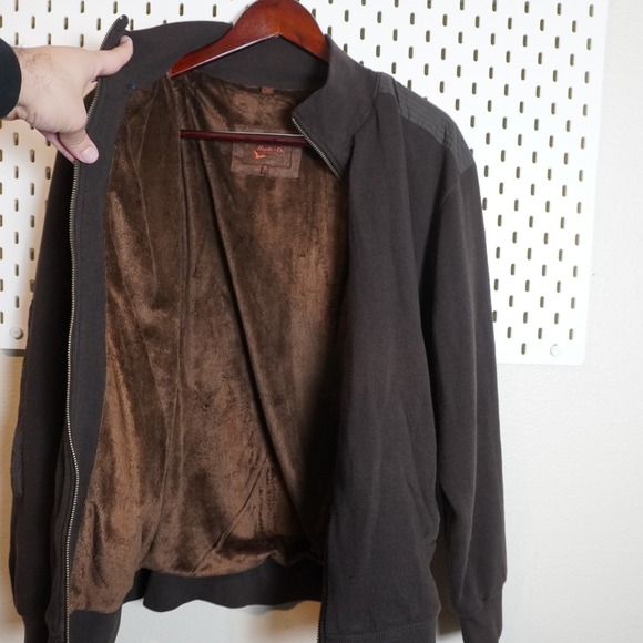 Hawke & Co Outfiters Mens Full Zip Bomber Jacket Brown Faux Fur Lined Size XL - Picture 8 of 9